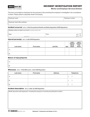 Incident Investigation Report Form
