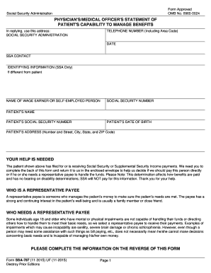 Physician's Statement of Patient's Capability to Manage Benefits