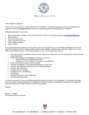 City of Hartsville Employment Application