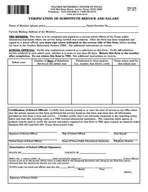Texas Substitute Service Verification Form