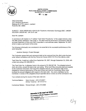 ML090340347 - Task Order No. 004 Under Delivery Order No ... - NRC - nrc