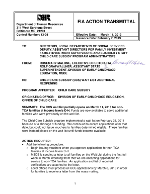 Maryland Child Care Subsidy Application