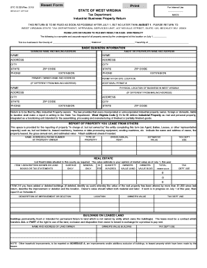 West Virginia Industrial Business Property Return