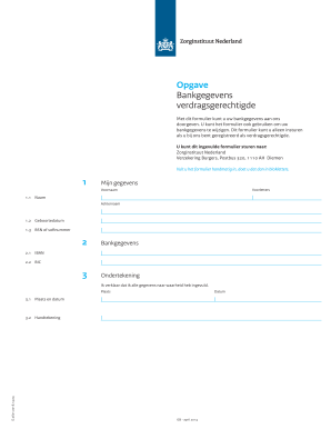Formulier bankgegevens