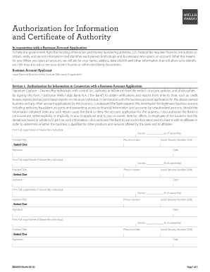 Authorization for Business Account Application