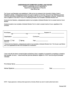 Undergraduate Course Load Waiver