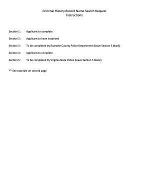 Criminal History Record Name Search Request