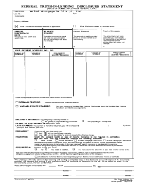 Federal Truth-in-Lending Disclosure Statement