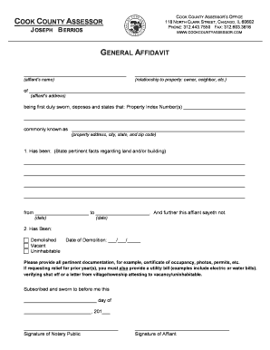 Cook County General Affidavit