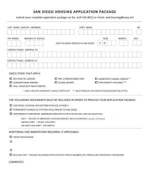 San Diego Military Housing Application