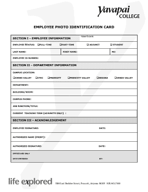 Employee Photo Identification Card
