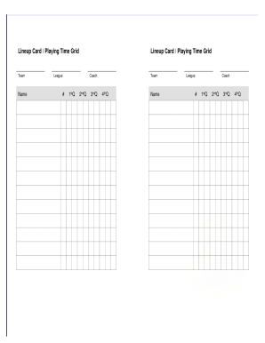 Basketball Lineup Card Template