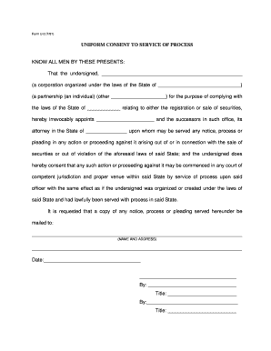 Uniform Consent to Service of Process