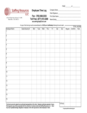 Employee Time Log Form