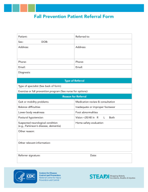 Fall Prevention Patient Referral Form