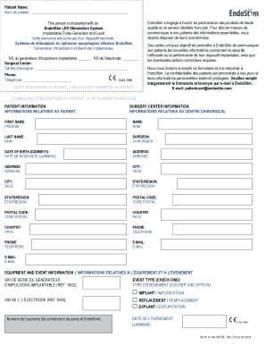 Formulaire d'inscription du patient