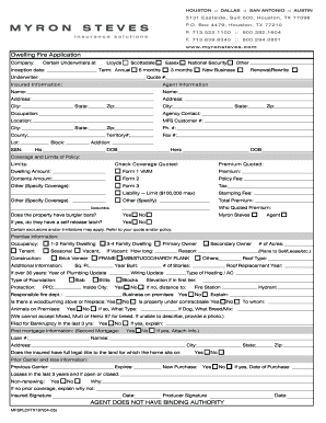 Dwelling Fire Insurance Application