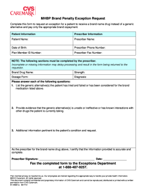 MHBP Brand Penalty Exception Request Form