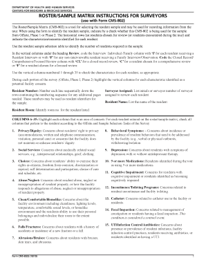 CMS-802 Roster/Sample Matrix Instructions