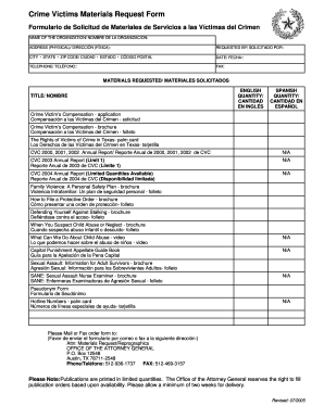 Crime Victims Materials Request Form