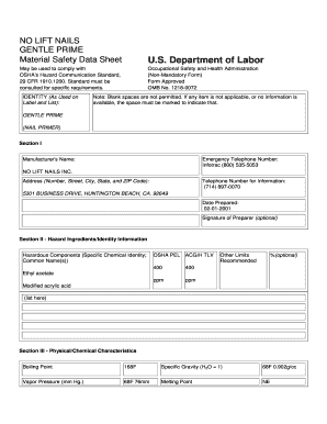 Material Safety Data Sheet for Nail Primer