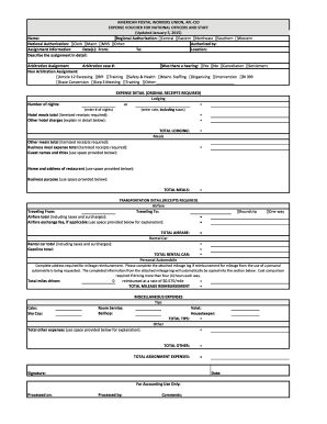 American Postal Workers Union Expense Voucher