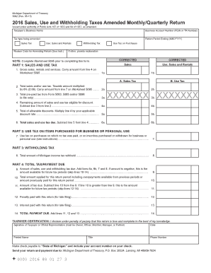 Michigan Sales, Use and Withholding Taxes Amended Return