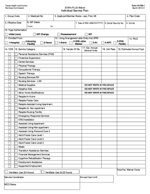 Texas Health and Human Services Commission STAR+PLUS Waiver Individual Service Plan