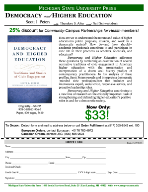 Democracy and Higher Education Order Form