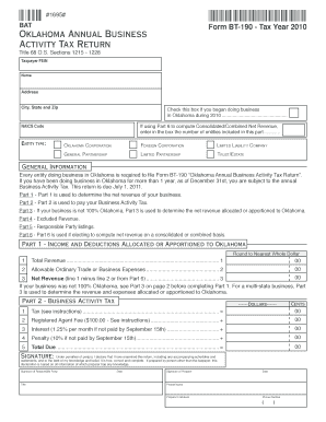 Oklahoma Annual Business Activity Tax Return