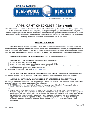 US Federal Job Application Checklist