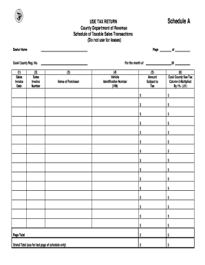 Cook County Use Tax Return Schedule A
