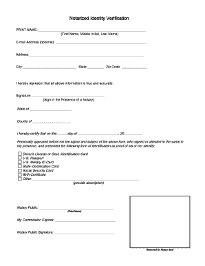 Notarized Identity Verification Form