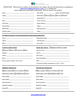 New Jersey Spine Center Patient Registration Form
