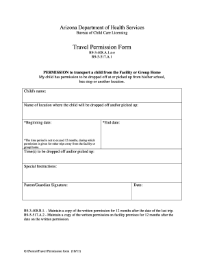 Arizona Child Travel Permission Form