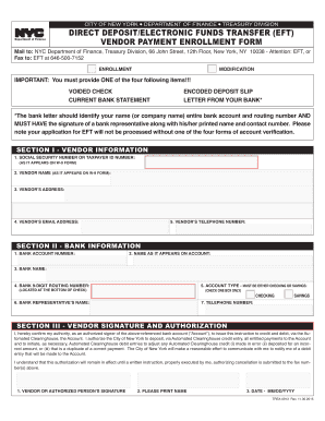 New York City Vendor Payment Enrollment Form