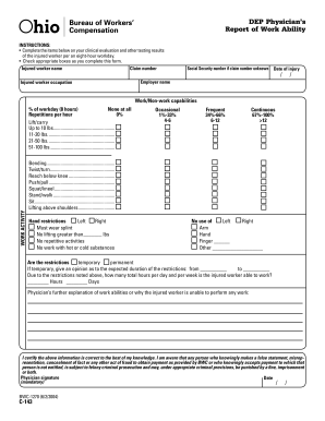 DEP Physician's Report of Work Ability