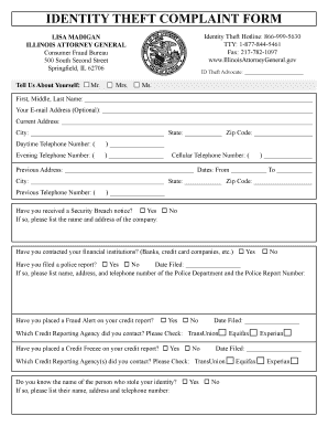Illinois Identity Theft Complaint Form