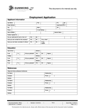 Employment Application - Sunnking