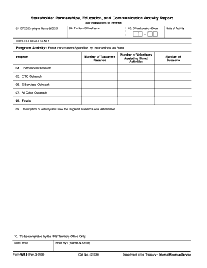 IRS Form 4913 Activity Report