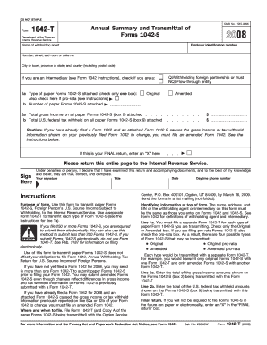 IRS Form 1042-T 2008