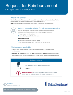 Request for Reimbursement for Dependent Care Expenses