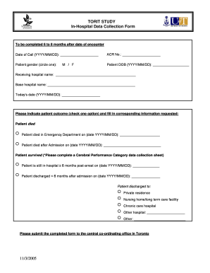 In-Hospital Data Collection Form