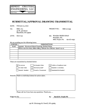 Submittal Drawing Transmittal
