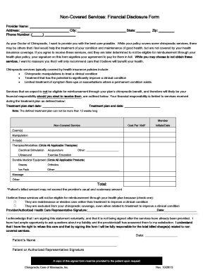 Non-Covered Services Financial Disclosure Form
