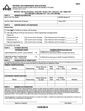 Retiree Life Insurance Application