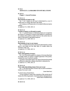 Indiana Landlord Tenant Notice Templates