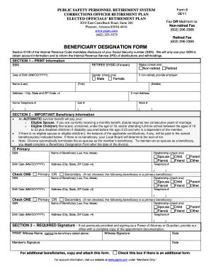 Public Safety Personnel Retirement System Beneficiary Designation Form