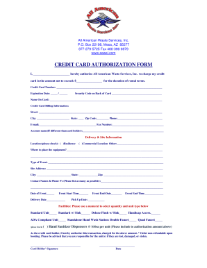 Credit Card Authorization Form
