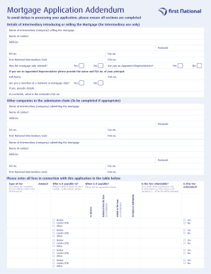 Mortgage Application Addendum